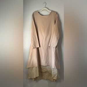 Meaneor Women’s Elegant Beige Layered Dress Sz L 
Pioneer Chic Long Sleeve